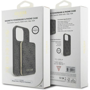 Hurtownia GSM - Zestaw Guess GUBPM5P15L4GEMGK Apple iPhone 15 Pro hardcase + Powerbank 5000mAh MagSafe 4G Metal Logo negru/black - GUE3411 - {ean13} - Hurt