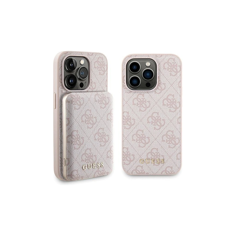 Wholesale Guess GUBPM5P15L4GEMGP Apple iPhone 15 Pro hardcase + Powerbank 5000mAh MagSafe 4G Metal Logo pink - GUE3412 - {ean13} - Hurt