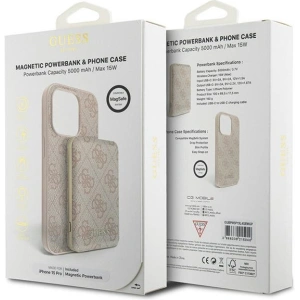 Hurtownia GSM - Zestaw Guess GUBPM5P15L4GEMGP Apple iPhone 15 Pro hardcase + Powerbank 5000mAh MagSafe 4G Metal Logo różowy/pink - GUE3412 - {ean13} - Hurt