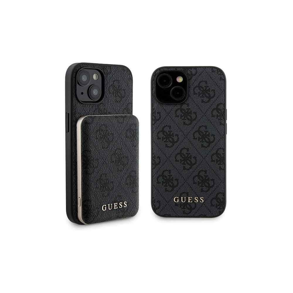 Hurtownia GSM - Set Guess GUBPM5P15S4GEMGK Apple iPhone 15 hardcase + Powerbank 5000mAh MagSafe 4G Metal Logo negru/black - GUE3414 - {ean13} - Hurt