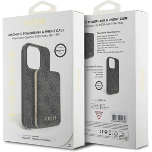 Hurtownia GSM - Set Guess GUBPM5P15S4GEMGK Apple iPhone 15 hardcase + Powerbank 5000mAh MagSafe 4G Metal Logo negru/black - GUE3414 - {ean13} - Hurt