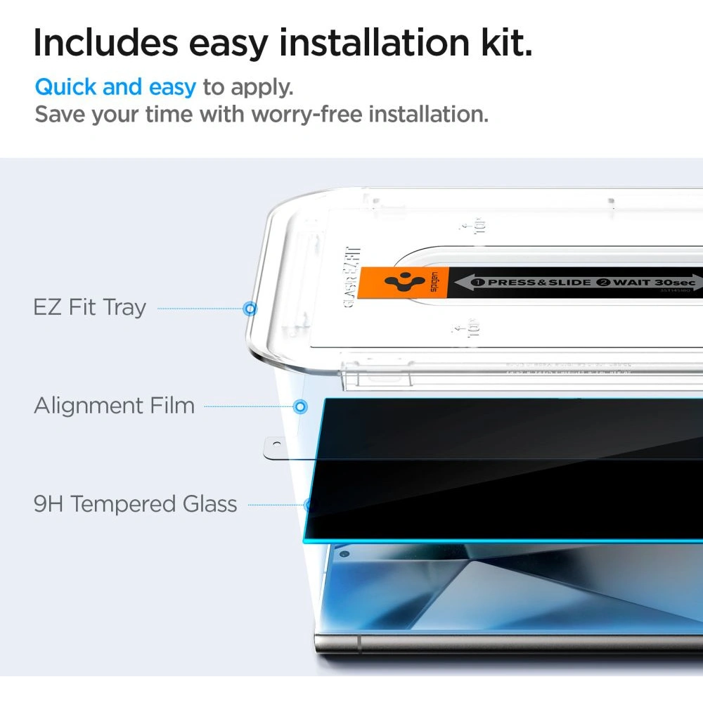 Wholesale Spigen GLAS.tR ez Fit Samsung Galaxy S24 Ultra Privacy [2 PACK] - SPN3395 - {ean13} - Hurt