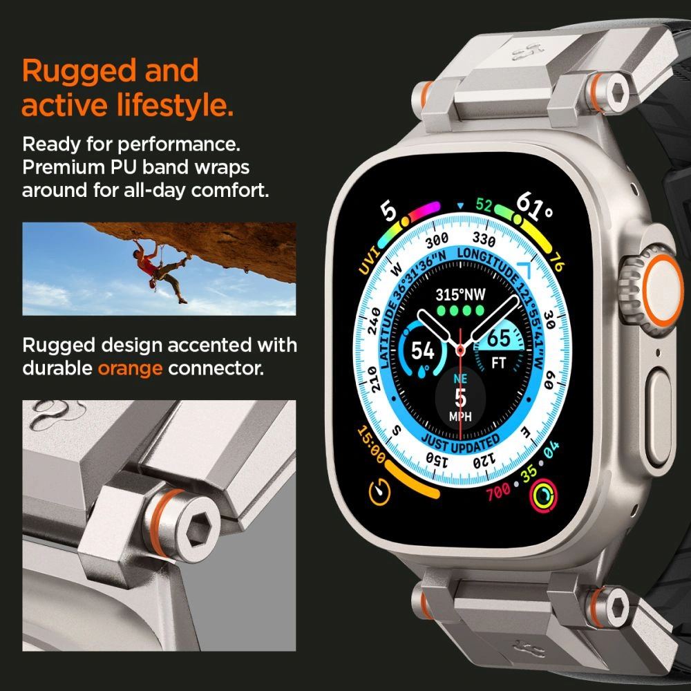 Wholesale Belt Spigen DuraPro Armor PU Apple Watch 4/5/6/7/8/9/SE/Ultra 42/44/45/49mm Black - SPN3396 - {ean13} - Hurt