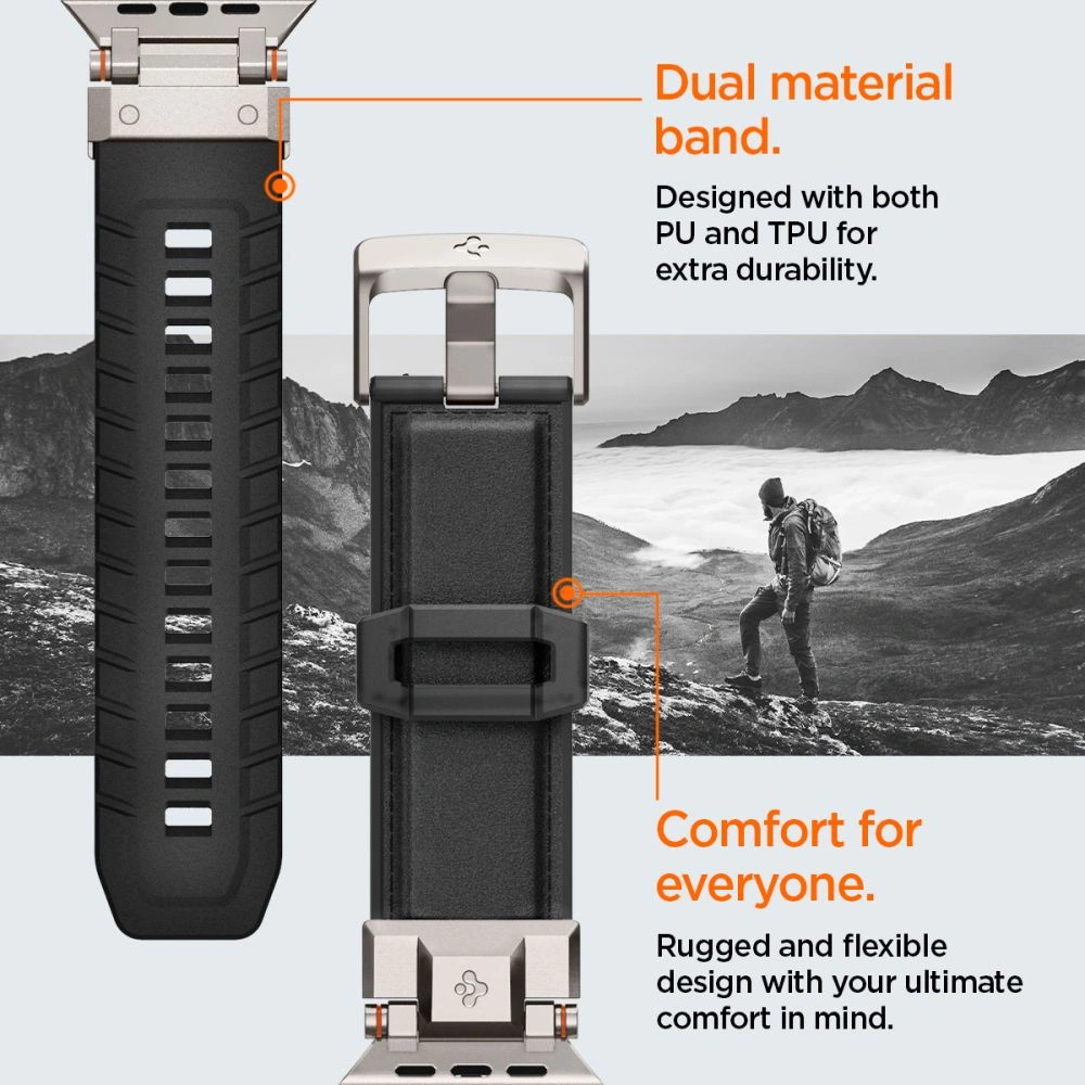 Wholesale Belt Spigen DuraPro Armor PU Apple Watch 4/5/6/7/8/9/SE/Ultra 42/44/45/49mm Black - SPN3396 - {ean13} - Hurt