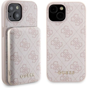 Hurtownia GSM - Zestaw Guess GUBPM5P15S4GEMGP Apple iPhone 15 hardcase + Powerbank 5000mAh MagSafe 4G Metal Logo różowy/pink - GUE3415 - {ean13} - Hurt