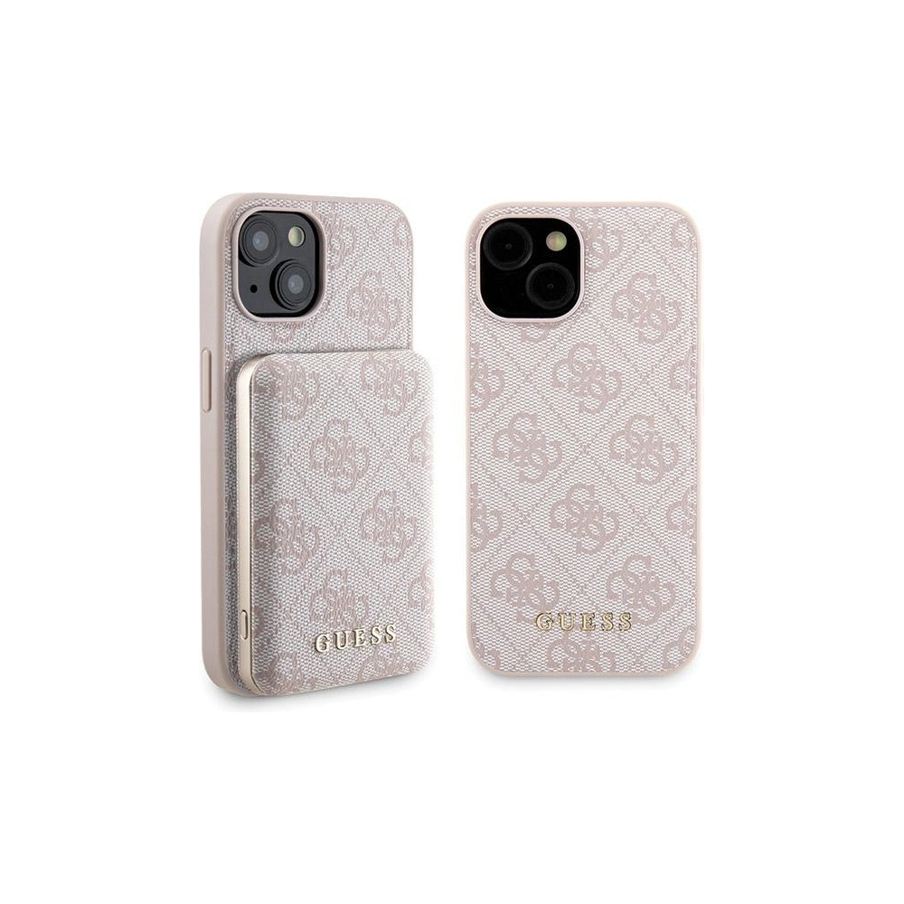Hurtownia GSM - Set Guess GUBPM5P15S4GEMGP Apple iPhone 15 Hardcase + Powerbank 5000mAh MagSafe 4G Metall-Logo rosa/pink - GUE3415 - {ean13} - Hurt