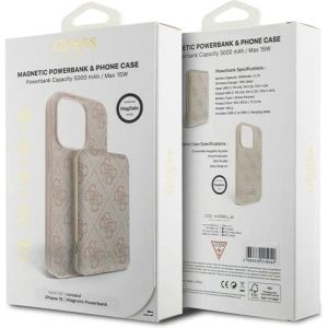 Hurtownia GSM - Zestaw Guess GUBPM5P15S4GEMGP Apple iPhone 15 hardcase + Powerbank 5000mAh MagSafe 4G Metal Logo różowy/pink - GUE3415 - {ean13} - Hurt