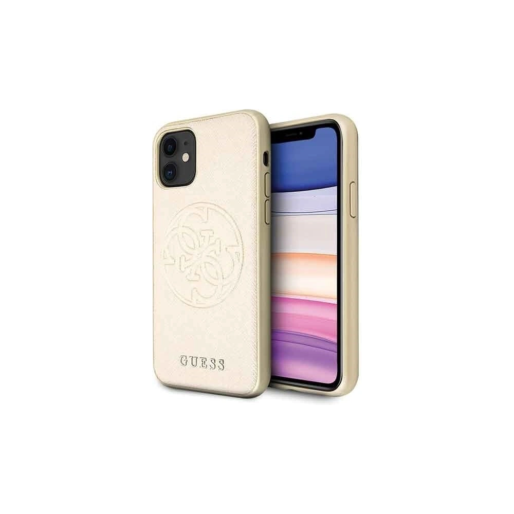 Hurtownia GSM - Etui Guess GUHCN61RSSASGO Apple iPhone 11 złoty/gold hard case Saffiano 4G Circle Logo - GUE236GLD - {ean13} - Hurt