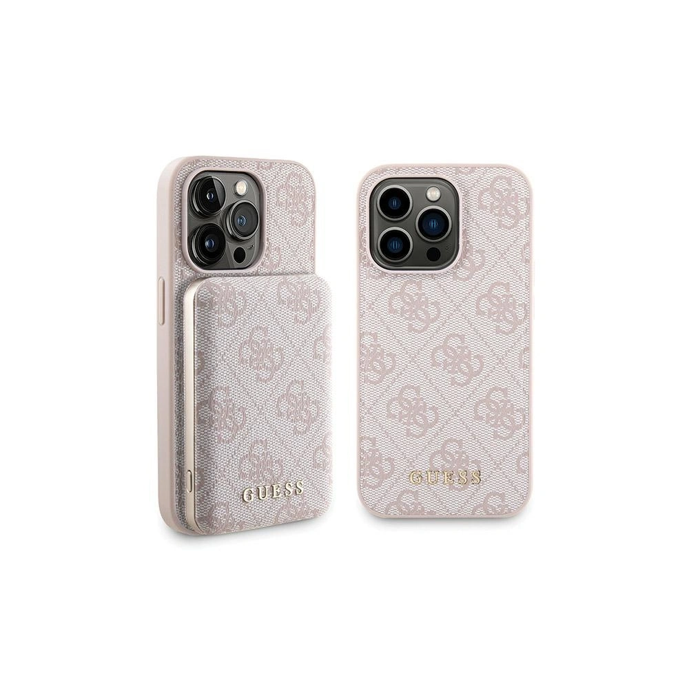Hurtownia GSM - Set Guess GUBPM5P15X4GEMGP Apple iPhone 15 Pro Max Hardcase + Powerbank 5000mAh MagSafe 4G Metall-Logo rosa/pink - GUE3418 - {ean13} - Hurt