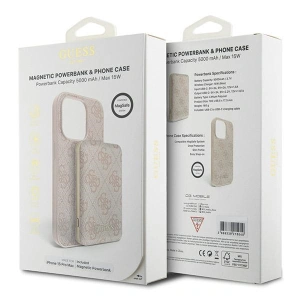 Hurtownia GSM - Zestaw Guess GUBPM5P15X4GEMGP Apple iPhone 15 Pro Max hardcase + Powerbank 5000mAh MagSafe 4G Metal Logo rózsaszín/pink - GUE3418 - {ean13} - Hurt