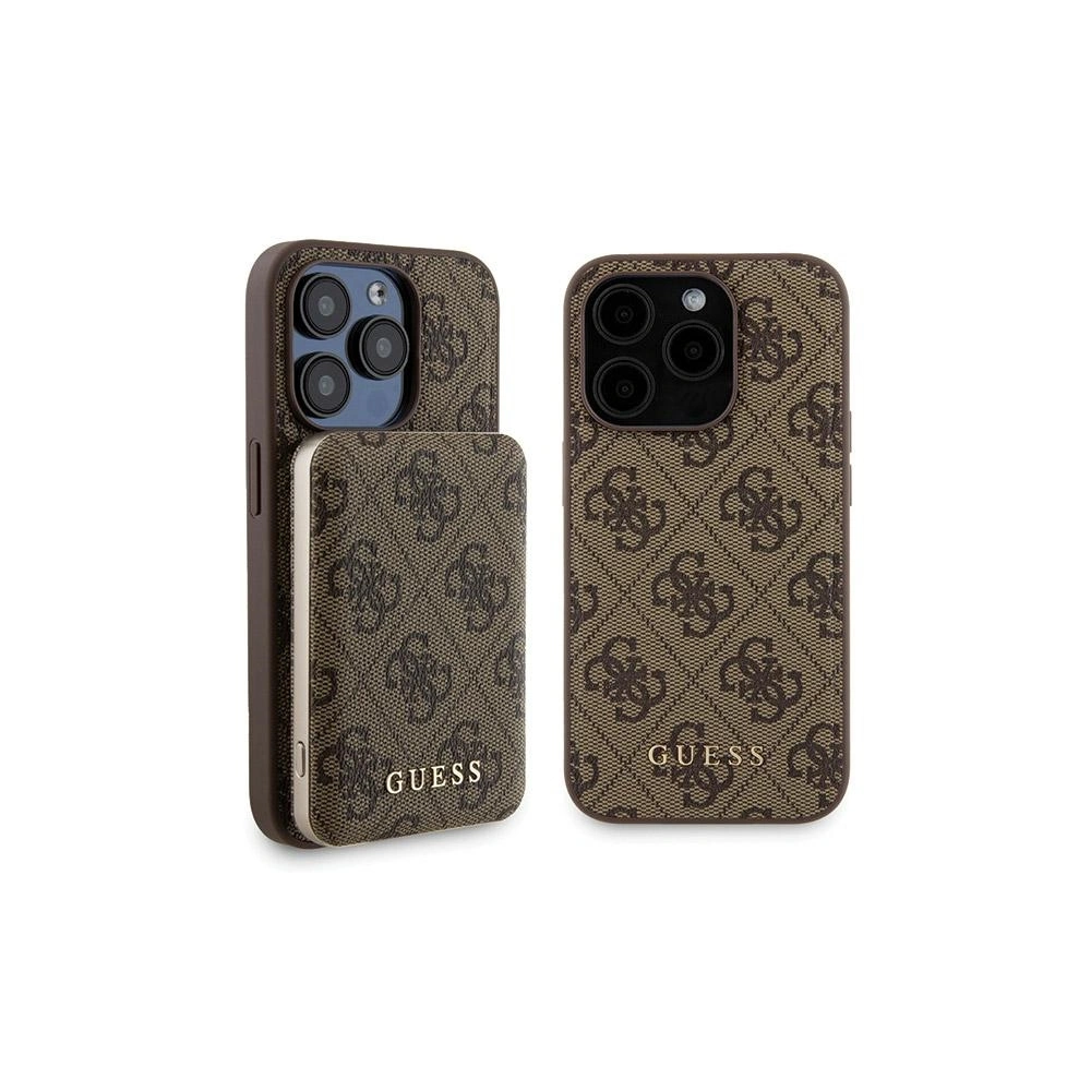Hurtownia GSM - Zestav Guess GUBPM5P15X4GEMGW Apple iPhone 15 Pro Max hardcase + Powerbank 5000mAh MagSafe 4G Metal Logo hnědý/brown - GUE3419 - {ean13} - Hurt
