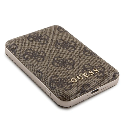 Zestaw Guess GUBPM5P15X4GEMGW Apple iPhone 15 Pro Max hardcase + Powerbank 5000mAh MagSafe 4G Metal Logo brązowy/brown
