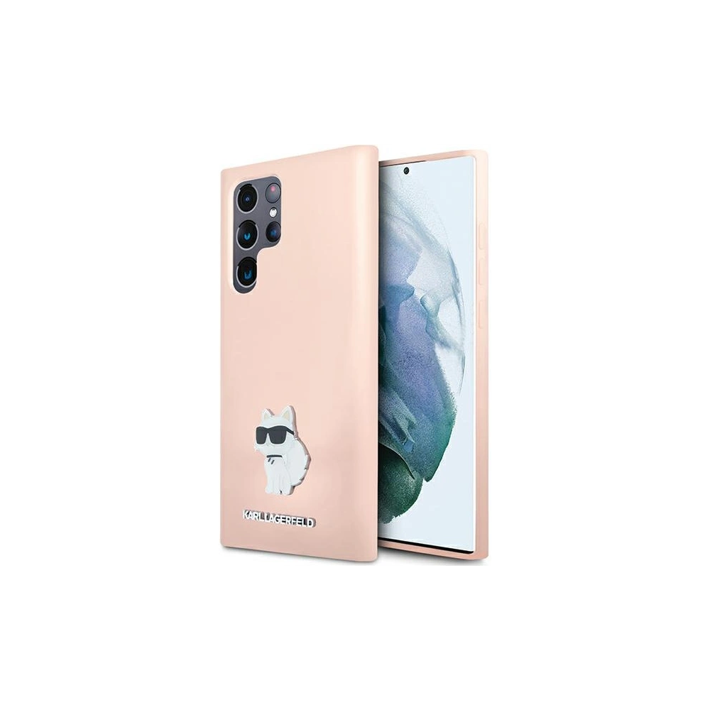 Hurtownia GSM - Case Karl Lagerfeld KLHCS24LSMHCNPP Samsung Galaxy S24 Ultra Silikon Choupette Metall Pin rosa/pink - KLD1953 - {ean13} - Hurt
