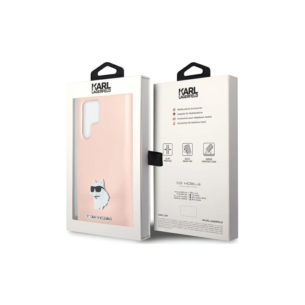 Hurtownia GSM - Case Karl Lagerfeld KLHCS24LSMHCNPP Samsung Galaxy S24 Ultra Silikon Choupette Metall Pin rosa/pink - KLD1953 - {ean13} - Hurt