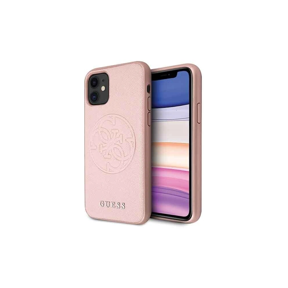 Wholesale Guess GUHCN61RSSASRG iPhone 11 pink hard case Saffiano 4G Circle Logo - GUE237PNK - {ean13} - Hurt