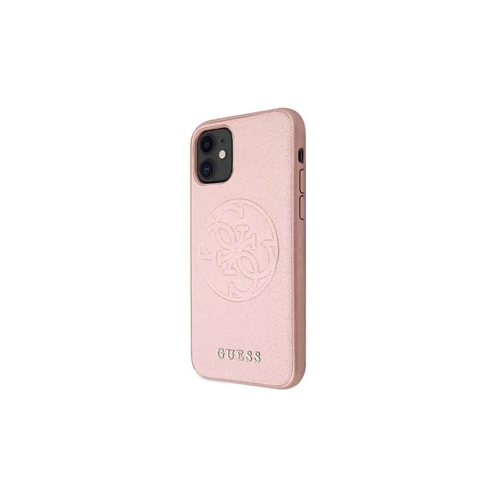 Hurtownia GSM - Etui Guess GUHCN61RSSASRG Apple iPhone 11 różowy/pink hard case Saffiano 4G Circle Logo - GUE237PNK - {ean13} - Hurt