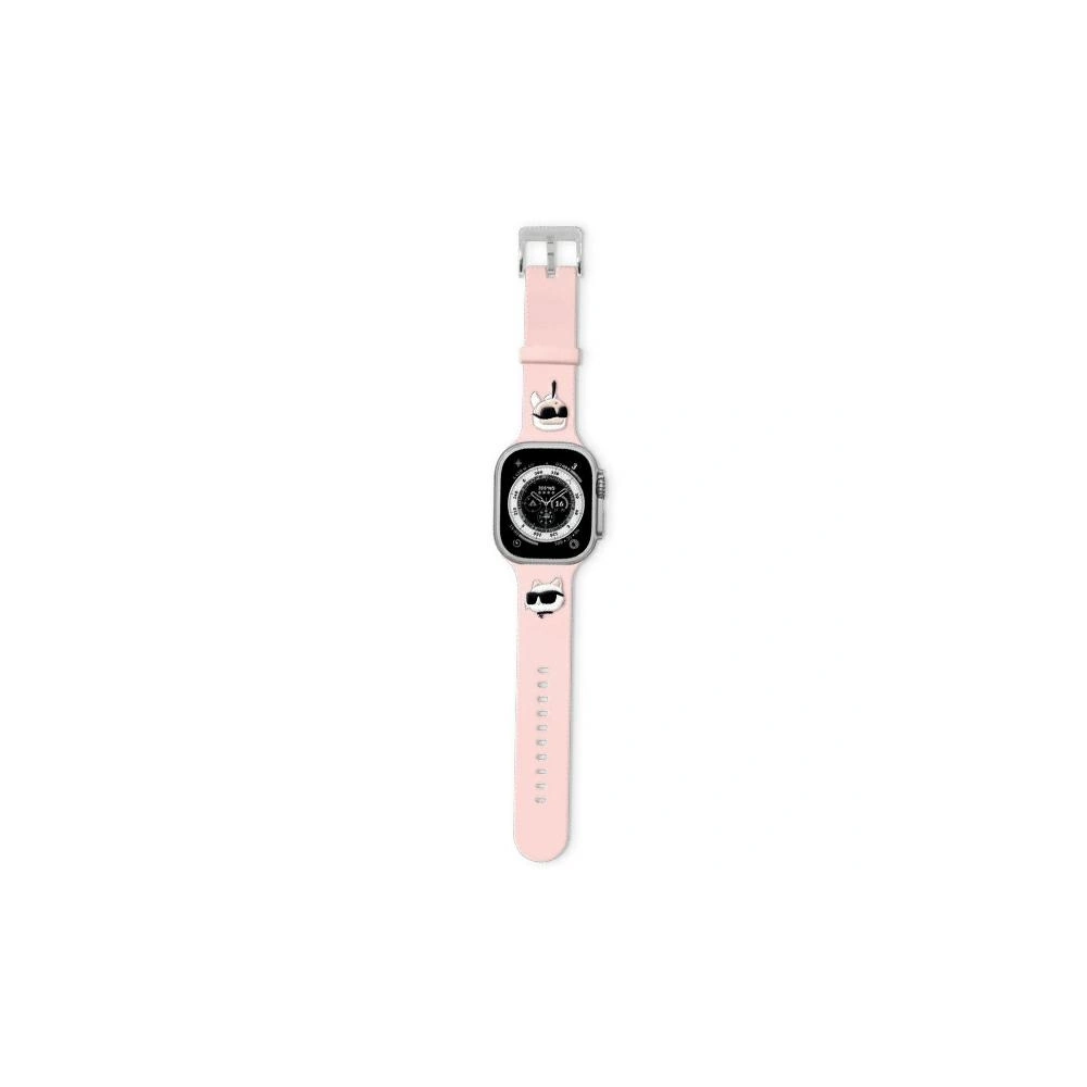 Hurtownia GSM - Karl Lagerfeld KLAWLSLKCNP Apple Watch 4/5/6/7/8/9/SE/Ultra 42/44/45/49mm Armband 3D Gummi Karl&Choupette Köpfe rosa/pink - KLD1972 - {ean13} - Hurt