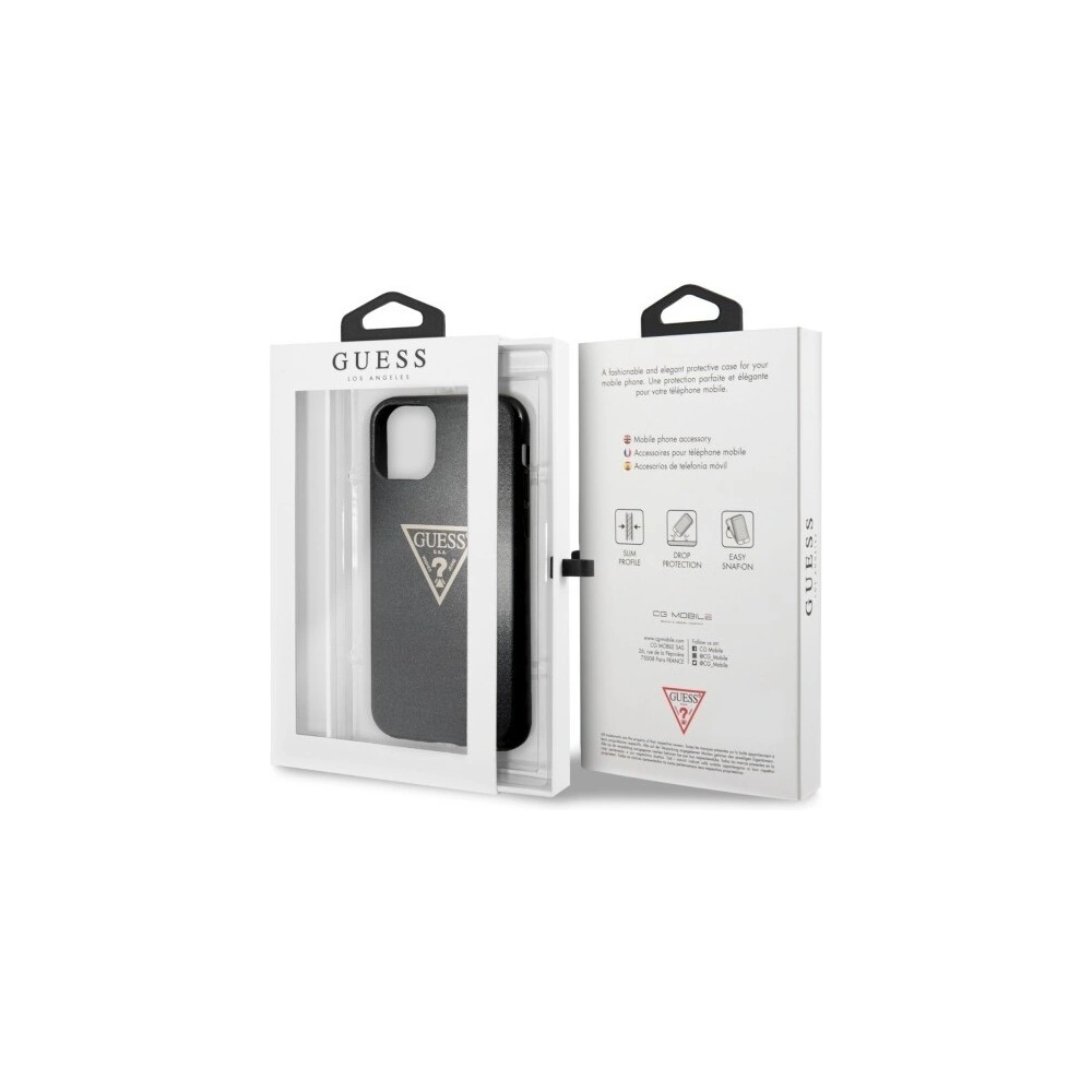 Wholesale Guess GUHCN61SGTLBK iPhone 11 black hard case Glitter Triangle - GUE238BLK - {ean13} - Hurt