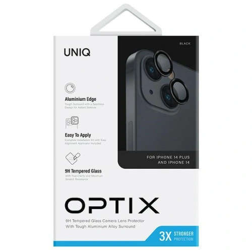 Szkło na obiektyw aparatu UNIQ Optix Aluminium Camera Lens Protector Apple iPhone 14 / 14 Plus midnight black