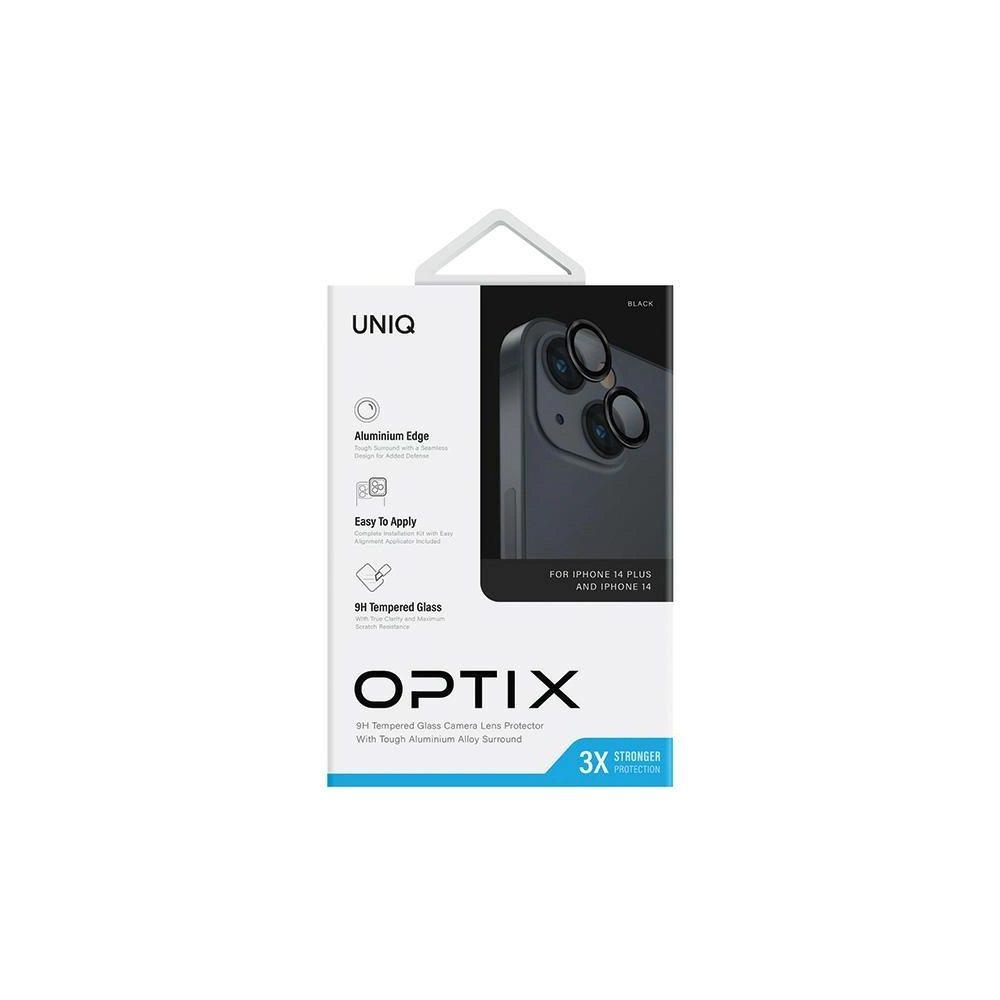 Hurtownia GSM - Sklo na objektiv fotoaparátu UNIQ Optix Aluminium Camera Lens Protector Apple iPhone 14 / 14 Plus midnight black - UNIQ1120 - {ean13} - Hurt