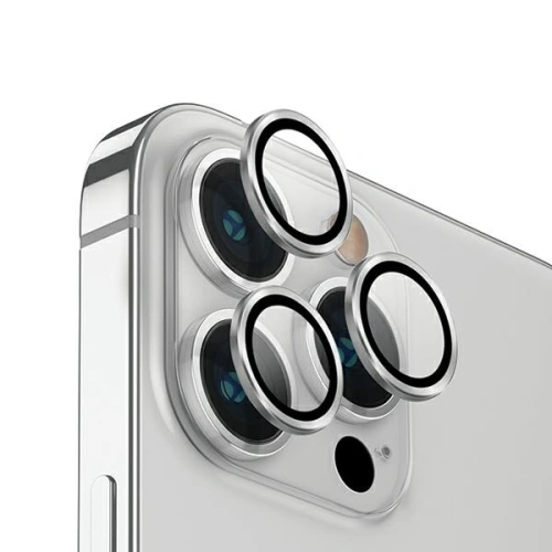 Szkło na obiektyw aparatu UNIQ Optix Aluminium Camera Lens Protector Apple iPhone 14 Pro / 14 Pro Max sterling silver