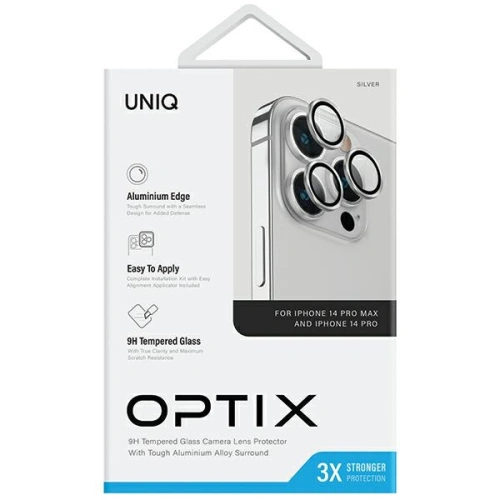 Szkło na obiektyw aparatu UNIQ Optix Aluminium Camera Lens Protector Apple iPhone 14 Pro / 14 Pro Max sterling silver