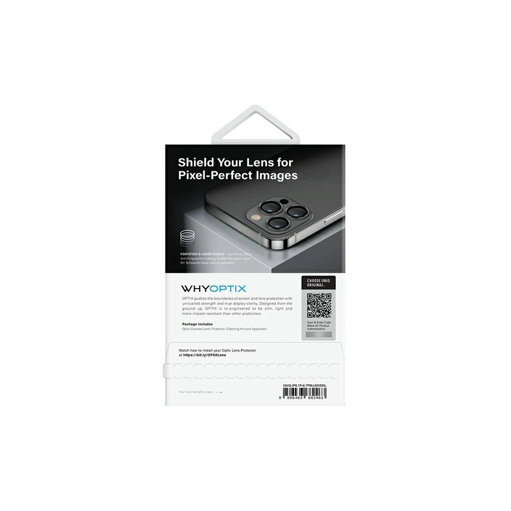 Hurtownia GSM - Üveg az UNIQ Optix Aluminium Kamera Lencsevédőhöz Apple iPhone 14 Pro / 14 Pro Max ezüst színben - UNIQ1123 - {ean13} - Hurt