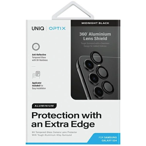 Szkło na obiektyw aparatu UNIQ Optix Aluminium Camera Lens Protector Samsung Galaxy S24 midnight black