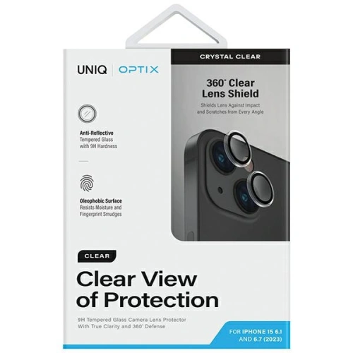 Szkło na obiektyw aparatu UNIQ Optix Clear Camera Lens Protector Apple iPhone 15 / 15 Plus crystal clear