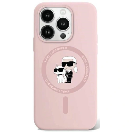 Etui Karl Lagerfeld KLHMP15LSCMKCRHP Apple iPhone 15 Pro hardcase Silicone Karl & Choupette MagSafe różowy/pink