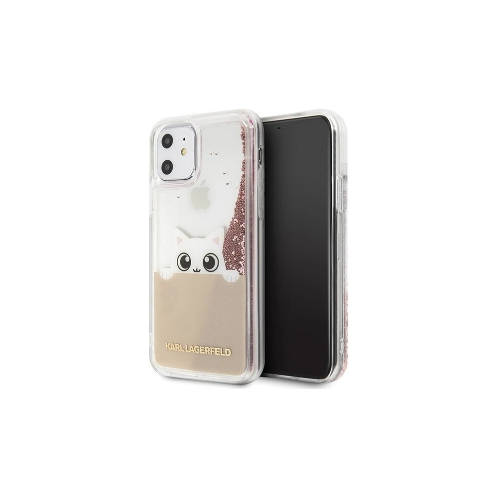Wholesale Karl Lagerfeld KLHCN61PABGNU iPhone 11 pink gold hard case Liquid Glitter - KLD152RS - {ean13} - Hurt
