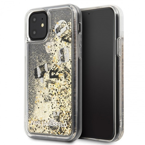Karl Lagerfeld Distributor - 3700740459799 - KLD153BLKGLD - Karl Lagerfeld KLHCN61ROGO iPhone 11 black & gold hard case Glitter - B2B homescreen