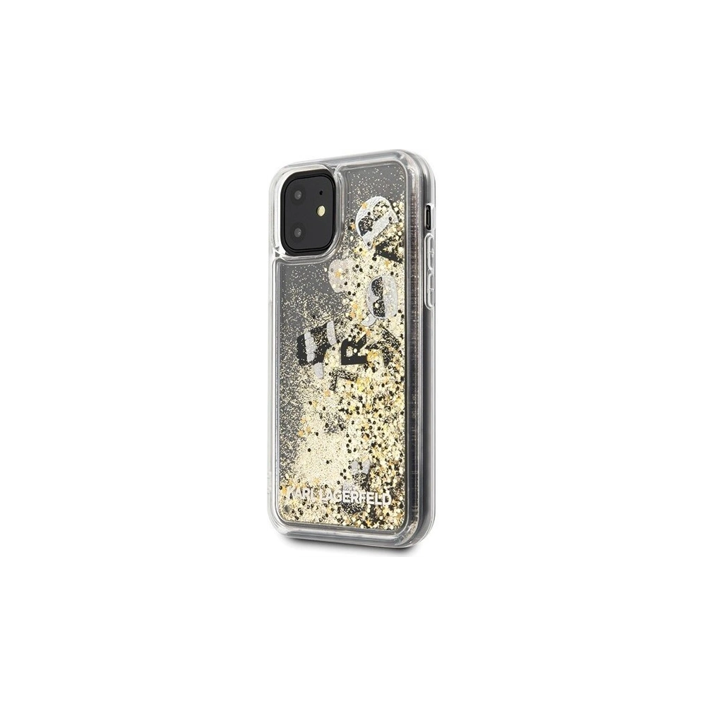 Wholesale Karl Lagerfeld KLHCN61ROGO iPhone 11 black & gold hard case Glitter - KLD153BLKGLD - {ean13} - Hurt