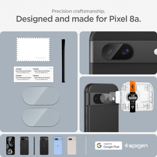 Szkło hartowane na aparat Spigen Optik.tr ez Fit Camera Protector Google Pixel 8a Clear [2 PACK]
