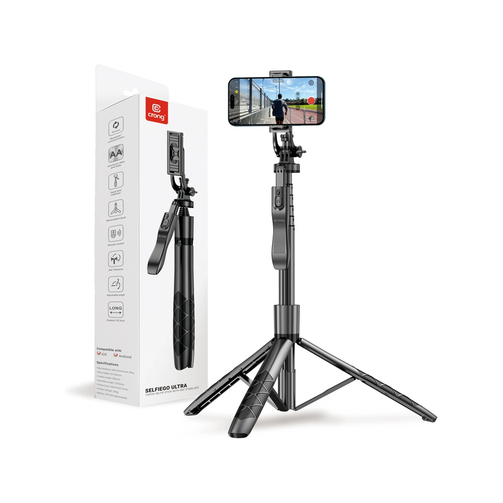 Hurtownia GSM - Selfie bot Crong SelfieGo Ultra Bluetooth állvány (fekete) - CRG727 - {ean13} - Hurt