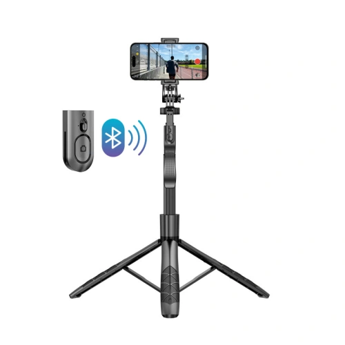 Selfie stick Crong SelfieGo Ultra Bluetooth tripod (czarny)