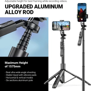 Hurtownia GSM - Selfie stick Crong SelfieGo Ultra Bluetooth tripod (czarny) - CRG727 - {ean13} - Hurt