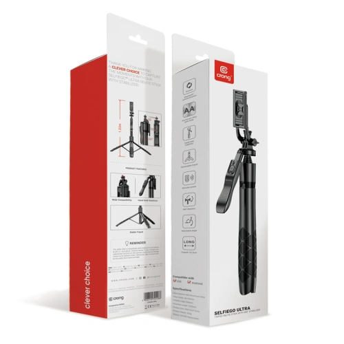 Selfie stick Crong SelfieGo Ultra Bluetooth tripod (czarny)