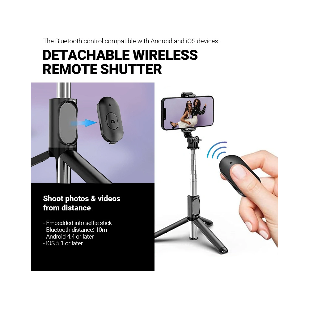 Hurtownia GSM - Selfie stick Crong SelfieGo Lite Bluetooth tripod (czarny) - CRG728 - {ean13} - Hurt