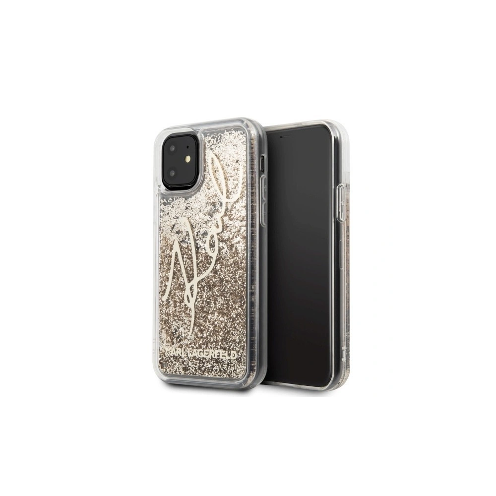 Hurtownia GSM - Karl Lagerfeld KLHCN61TRKSGO iPhone 11 złoty/gold Glitter Signature - KLD160GLD - {ean13} - Hurt