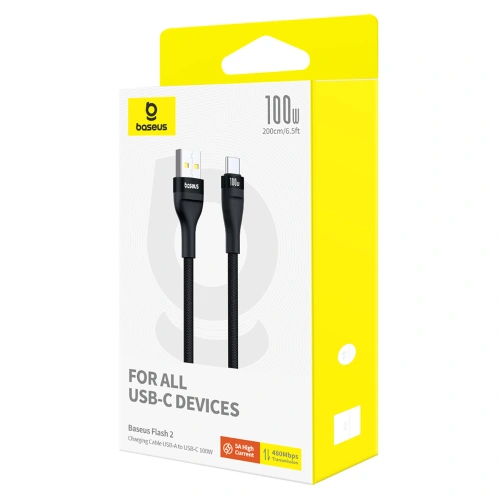 Kabel Baseus Flash 2 USB-A / USB-C 100W 2m czarny