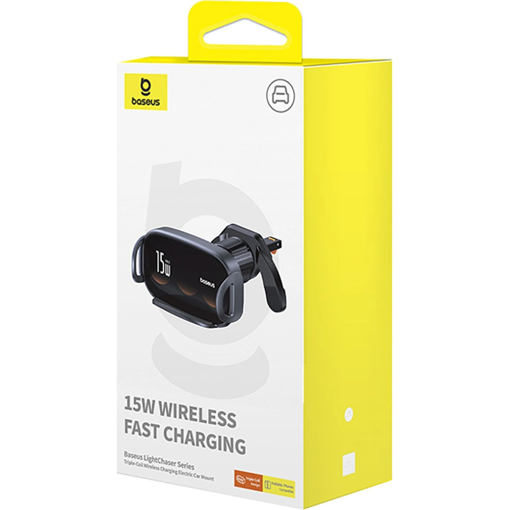 Wholesale Baseus LightChaser BS-CM029 car holder for grille with inductive charger 15W black - BSU4889 - {ean13} - Hurt