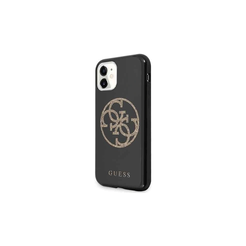 Wholesale Guess GUHCN61TPUBKGLG iPhone 11 black hard case Glitter 4G Circle Logo - GUE242BLK - {ean13} - Hurt