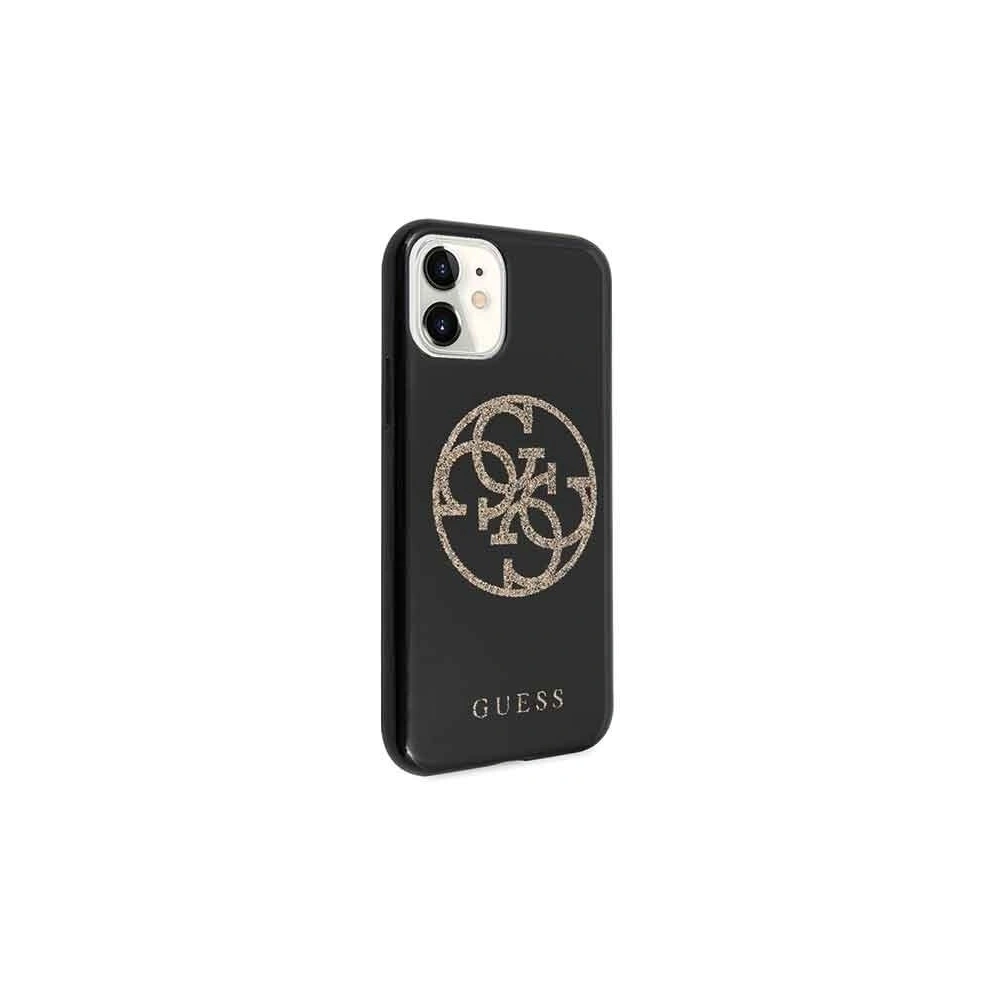 Wholesale Guess GUHCN61TPUBKGLG iPhone 11 black hard case Glitter 4G Circle Logo - GUE242BLK - {ean13} - Hurt
