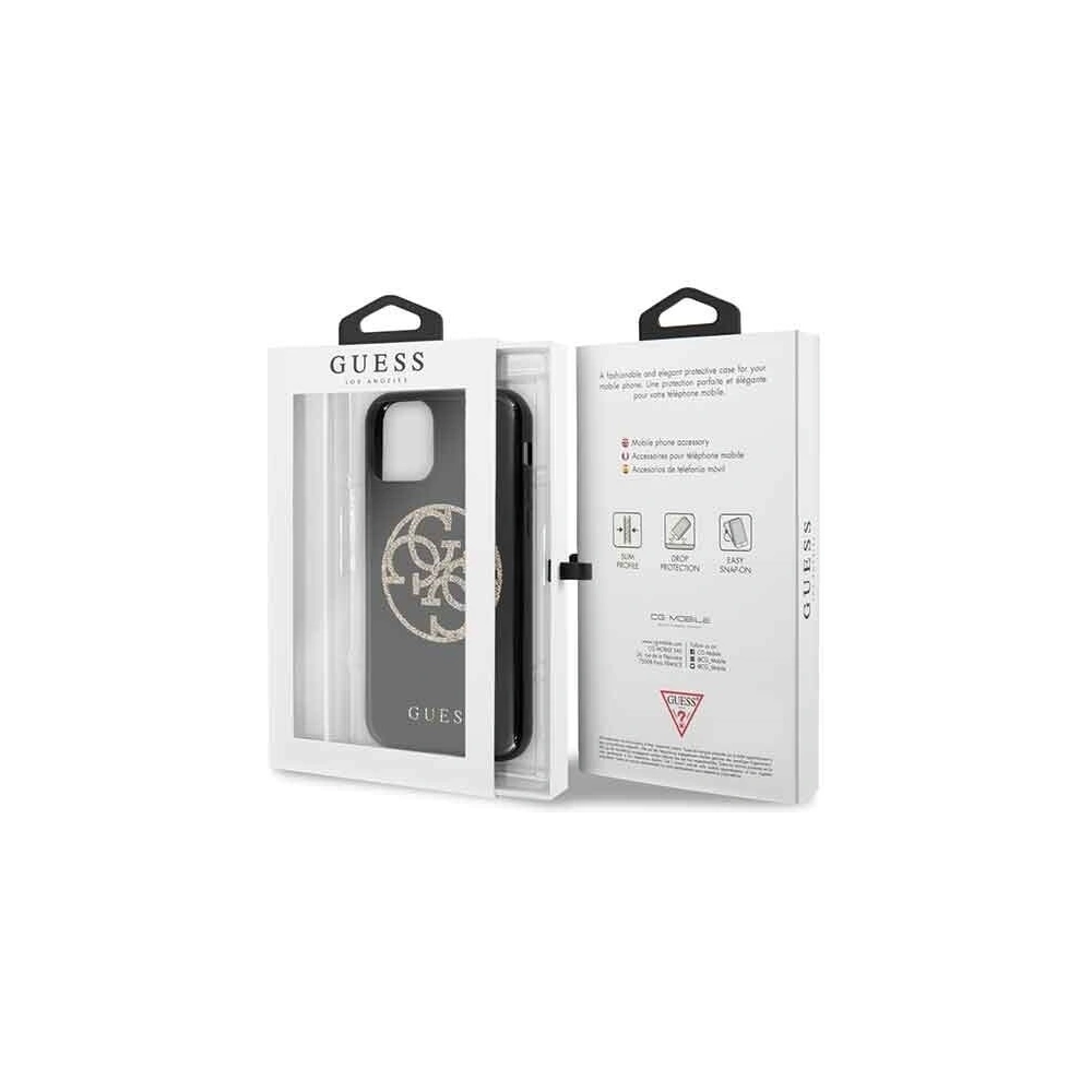 Wholesale Guess GUHCN61TPUBKGLG iPhone 11 black hard case Glitter 4G Circle Logo - GUE242BLK - {ean13} - Hurt