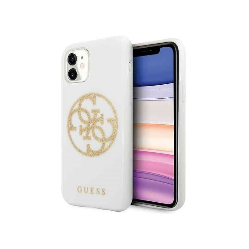 Guess Distributor - 3700740470831 - GUE243WHT - Guess GUHCN61TPUWHGLG iPhone 11 white hard case Glitter 4G Circle Logo - B2B homescreen