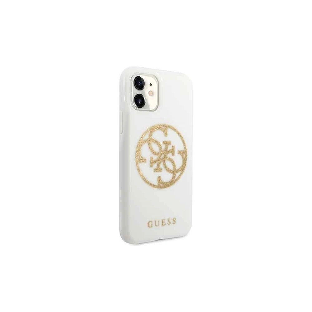 Wholesale Guess GUHCN61TPUWHGLG iPhone 11 white hard case Glitter 4G Circle Logo - GUE243WHT - {ean13} - Hurt