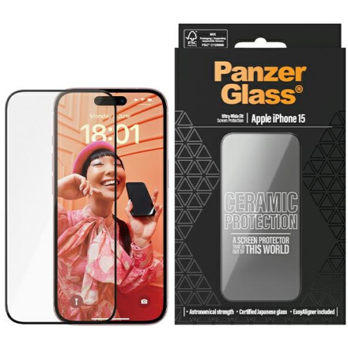 PanzerGlass Distributor - 5711724028373 - PZG610 - PanzerGlass Ceramic Protection Apple iPhone 15 Ultra-Wide-Fit Screen Protection - B2B homescreen