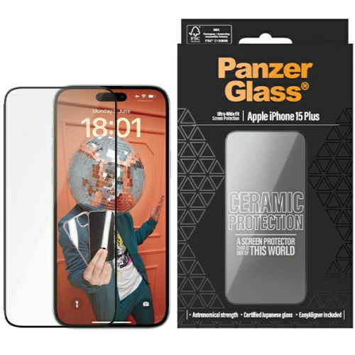 PanzerGlass Distributor - 5711724028397 - PZG611 - PanzerGlass Ceramic Protection Apple iPhone 15 Plus Ultra-Wide-Fit Screen Protection - B2B homescreen