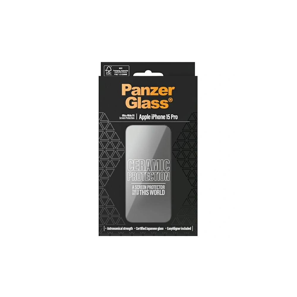 Hurtownia GSM - Sticlă ceramică PanzerGlass Protecție Ceramică Apple iPhone 15 Pro Ultra-Wide-Fit Protecție pentru Ecran - PZG612 - {ean13} - Hurt